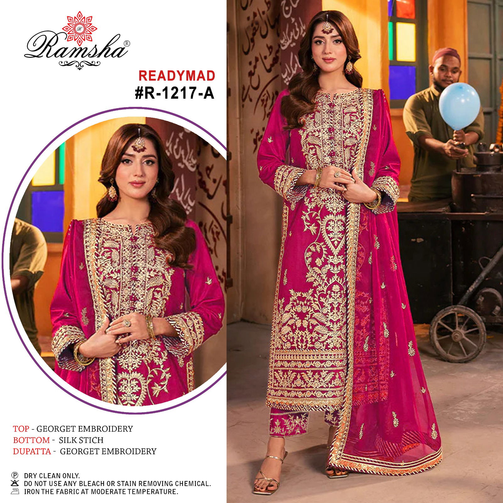 Ramsha R 1217 Nx Georgette Embroidery Readymade Pakistani Suit Wholesale Shop In Surat